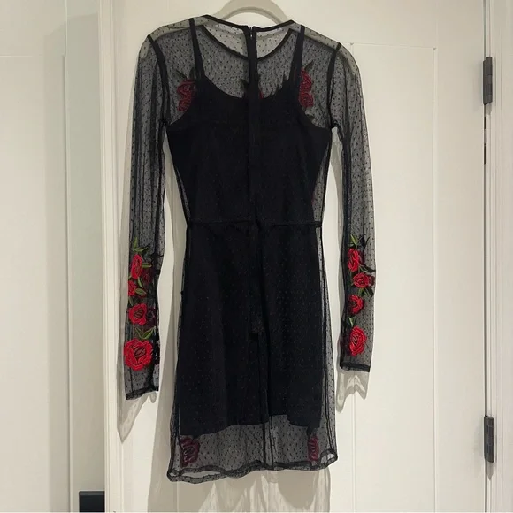 Lovers + Friends x Revolve Morella Black Lace Rose Dress - Picture 9 of 9